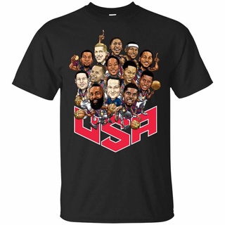 คอตต้อนคอกลมเสื้อยืดลําลอง แขนสั้น พิมพ์ลายบาสเก็ตบอล Usa National สําหรับผู้ชาย 493799S-5XL