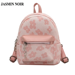 Jasmin Noir กระเป๋าเป้สะพายหลัง กระเป๋านักเรียน ผ้าแคนวาส ทรงสี่เหลี่ยม แต่งพู่ ขนาดเล็ก สําหรับผู้หญิง