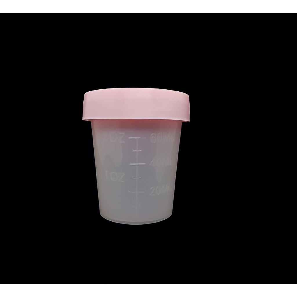 ถ้วยพลาสติกฝากลมสีชมพู ขนาด 60 ml. กระปุกใส่ยาถ้วยใส่ยา