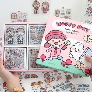 พร้อมส่ง❗❗ สติ๊กเกอร์ 100แผ่น พร้อมกล่อง รุ่น MSTZ-020 Sticker PVC น่ารักกันน้ำ สําหรับตกแต่ง ไดอารี่ สติ๊กเกอร์ไดคัท 🧡
