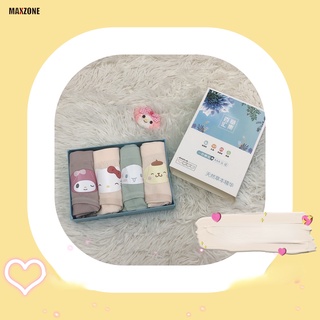 Maxzone กางเกงชั้นใน ผ้าฝ้าย พิมพ์ลาย Sanrio Kuromi Melody Cinnamoroll Pompom Purin สไตล์บูติก สําหรับผู้หญิง 4 ชิ้น