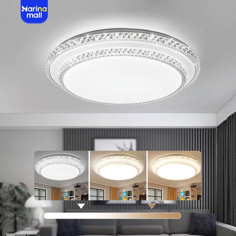 โคมไฟเพดานสุดหรู LED แสง 3สี รุ่น ขนาด 24w และ 36w วอร์มไวท์ และคูลไวท์ โคมไฟเพดานไฟเพดานที่ใช้ในห้องนั่งเล่น ห้องนอน