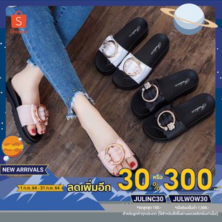 [ลดเพิ่ม 90 บาท ใส่โค้ด JULYNAT2]  รองเท้าแตะแฟชั้นสุดนุ่ม แบบสวม แต่งโบว์