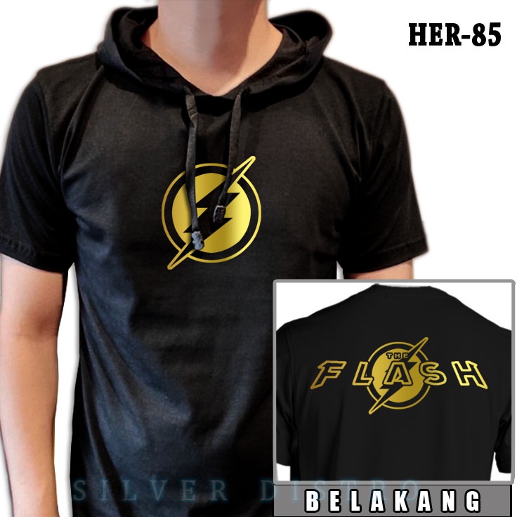 The Flash Adult Hoodie HER-85 Gold Logo Premium Superhero Distro Shirt