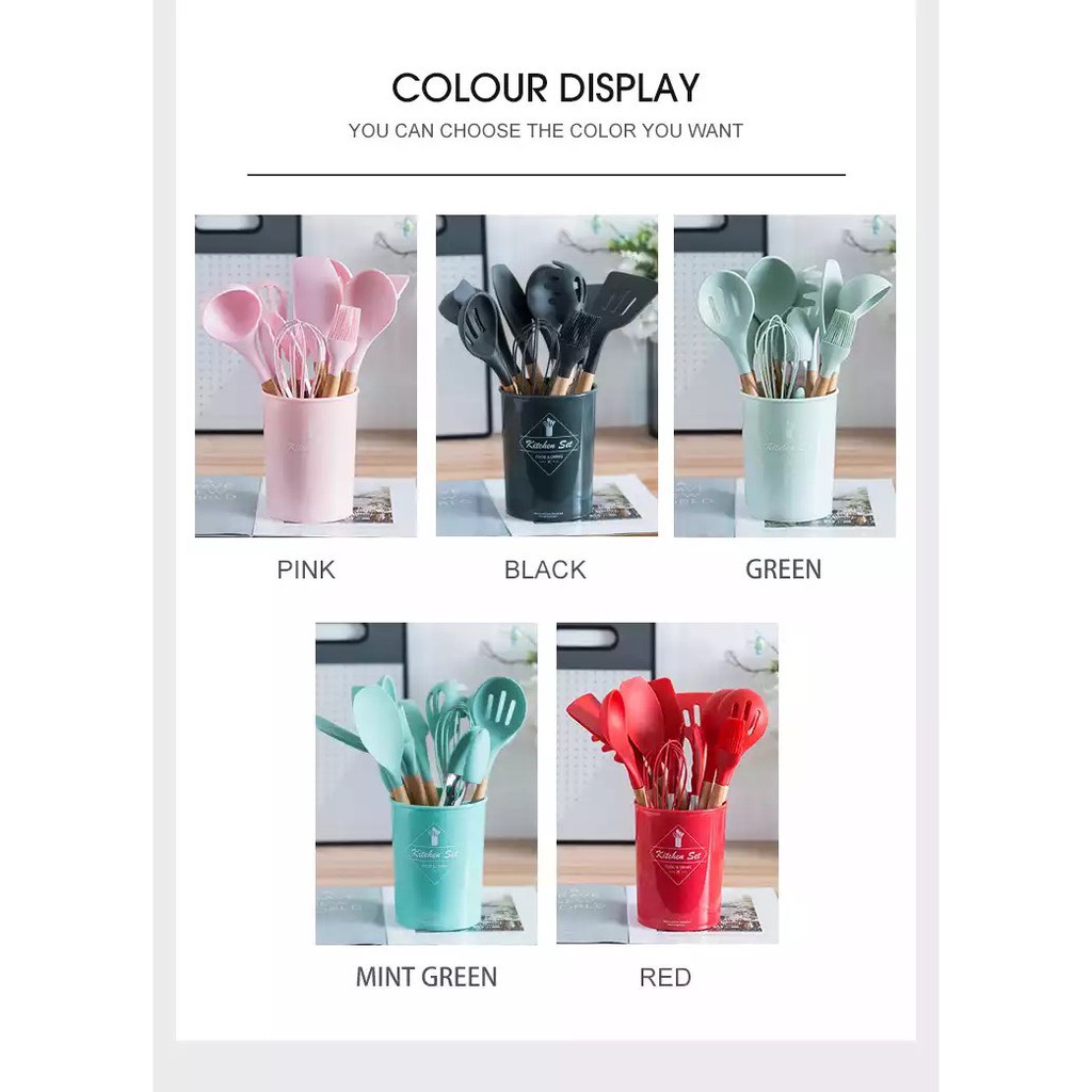 อุปกรณ์ทำอาหาร 12 ชิ้น พร้อมถ้วย ตะหลิว ทัพพี  cooking tools , cooking utensils