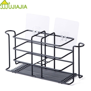 JUJIAJIA Home bathroom perforation-free wall-mounted wrought iron two-cup toothbrush holder