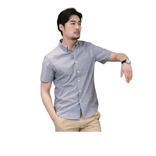 เสื้อเชิ้ตแขนสั้น Oxford รุ่น TheDOT. ผ้าทอ Twill หนานุ่ม ใส่สบาย ทนทาน