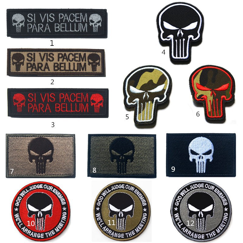 ทหาร Punisher ยุทธวิธีทหารแพทช์ป้ายเย็บปักถักร้อย Armband McGrady