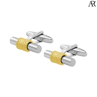 ANGELINO RUFOLO Cufflink(คัฟลิงค์) ดีไซน์ Spiral กระดุมข้อมือคัฟลิ้งโรเดียมคุณภาพเยี่ยม สีเงิน-ทอง / สีเงิน