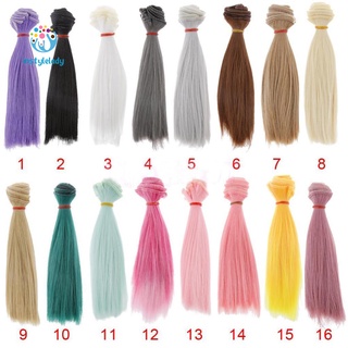 ✌Iy 15cm DIY Beautiful High-temperature Silk Straight Hair Wig Doll Accessories