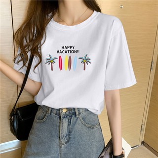 พร้อมส่ง⛈️ เสื้อยืดผู้หญิง🌸 เสื้อผู้หญิง⭐ เสื้อคู่ ⭐แขนสั้นใหม่เสื้อยืดแขนสั้นพิมพ์ลายลำลองเสื้อยืด เสื้อยืด