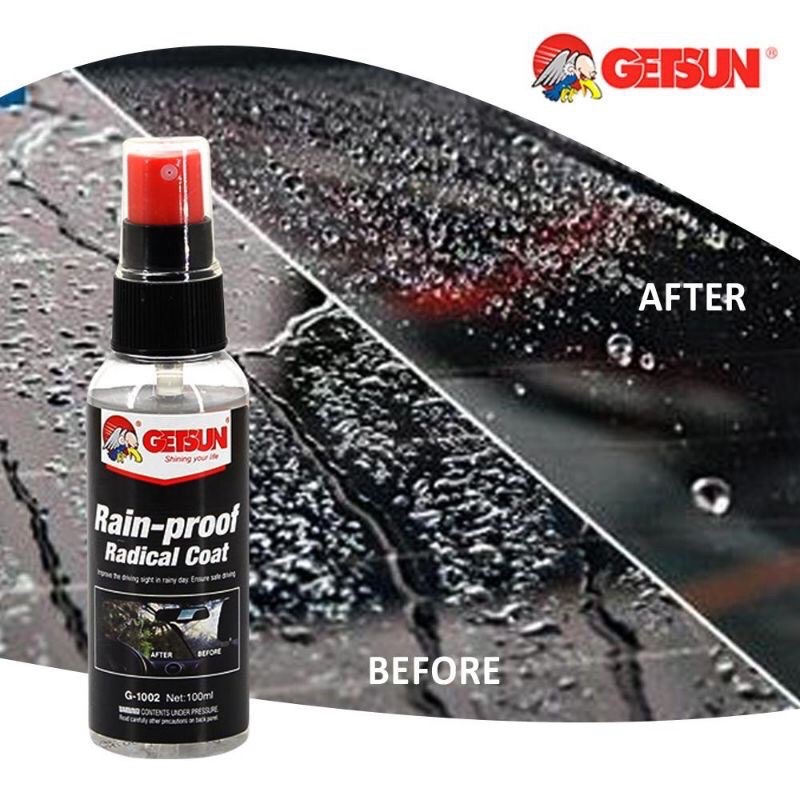 น้ำยาเคลือบกระจกรถยนต์ Getsun Rain-Proof กระจกใส ลื่น น้ำไม่เกาะ ลดการเกาะของฝุ่น คราบสกปรก(ไม่เป็นม