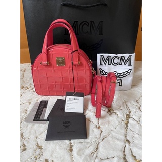 MCM structured logo plaque tote bag