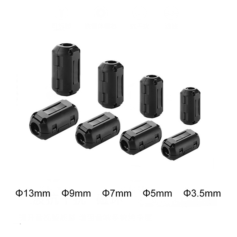 Ferrite Filter แหวนแม่เหล็ก Core Clip-on RFI EMI Noise Suppressor 3.5/5/7/9//13 มม.คลิปสายสําหรับ USB VGA DVI สายหูฟัง