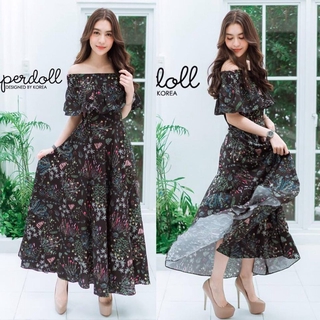 Flora Maxi Dress (ดำ)