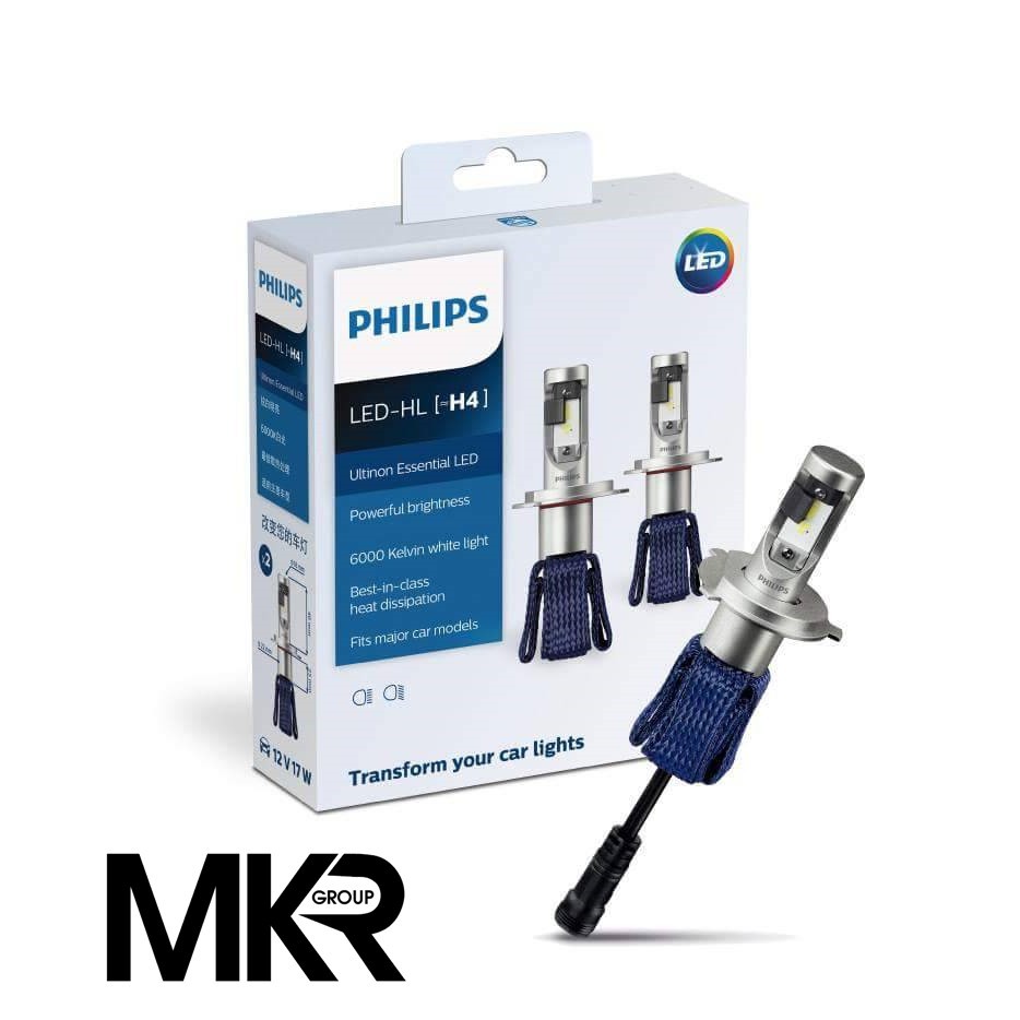 ▤♕หลอดไฟหน้ารถ Philips Ultinon Essential LED 6000K H4 H7 H11 HB3 HB4 HIR2 ไฟหรี่ T10
