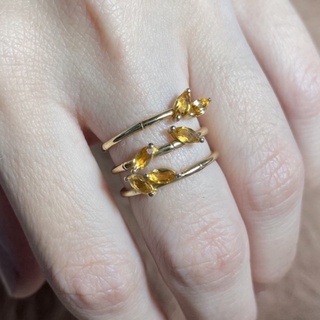 Gold plated sterling silver bamboo ring แหวนเงิน รูปรั้วไม้ไผ่ ไผ่ทอง ทำจากพลอยธรรมชาติ Citrine (ซิทริน)