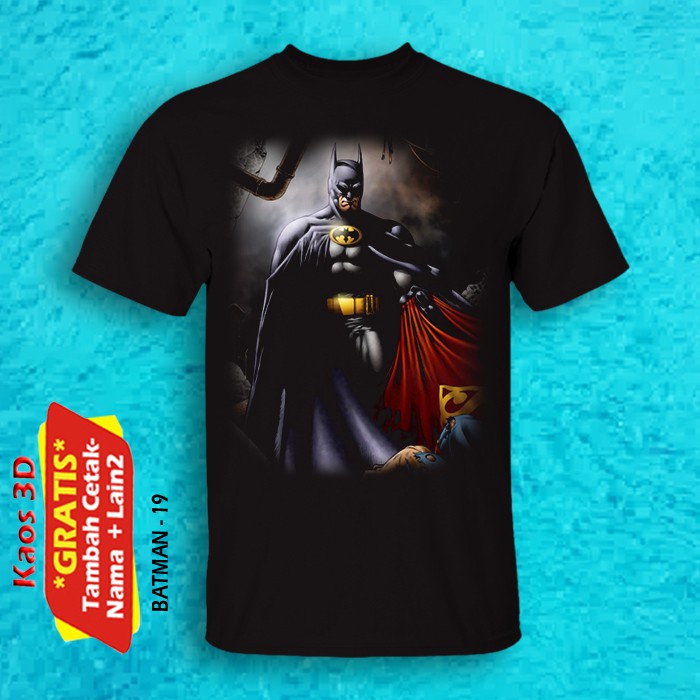 เสื้อยืด 3D สําหรับผู้ใหญ่และเด็กสีดําที่มีชัยชนะของ BATMAN 16-20 SUPERHERO - BATMAN