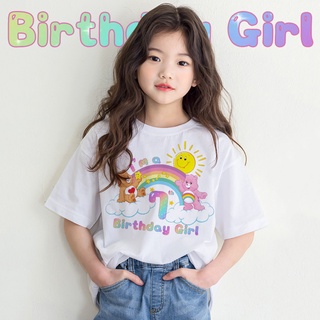 เสื้อยืด พิมพ์ลาย Im A Birthday Girl 1-9 สําหรับเด็กผู้หญิง เหมาะกับงานปาร์ตี้วันเกิด