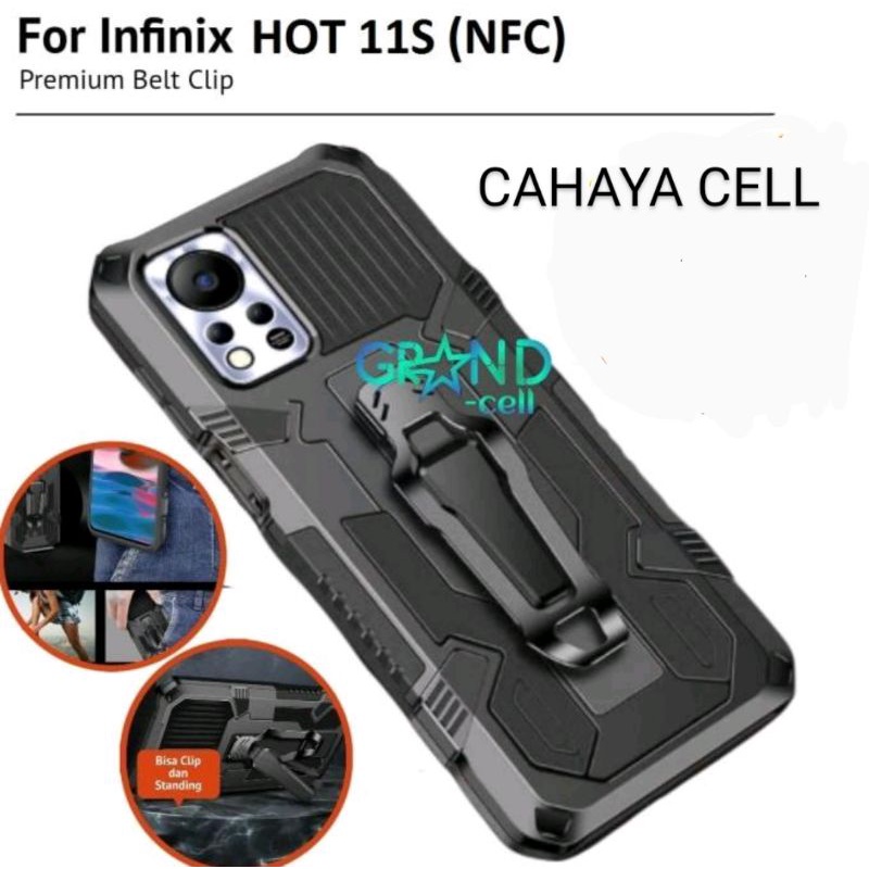 Soft Case Belt Clip INFINIX HOT 11S NFC / 11S NFC) 11 S/Nfc New Leather Case Robot Belt Clip Standin