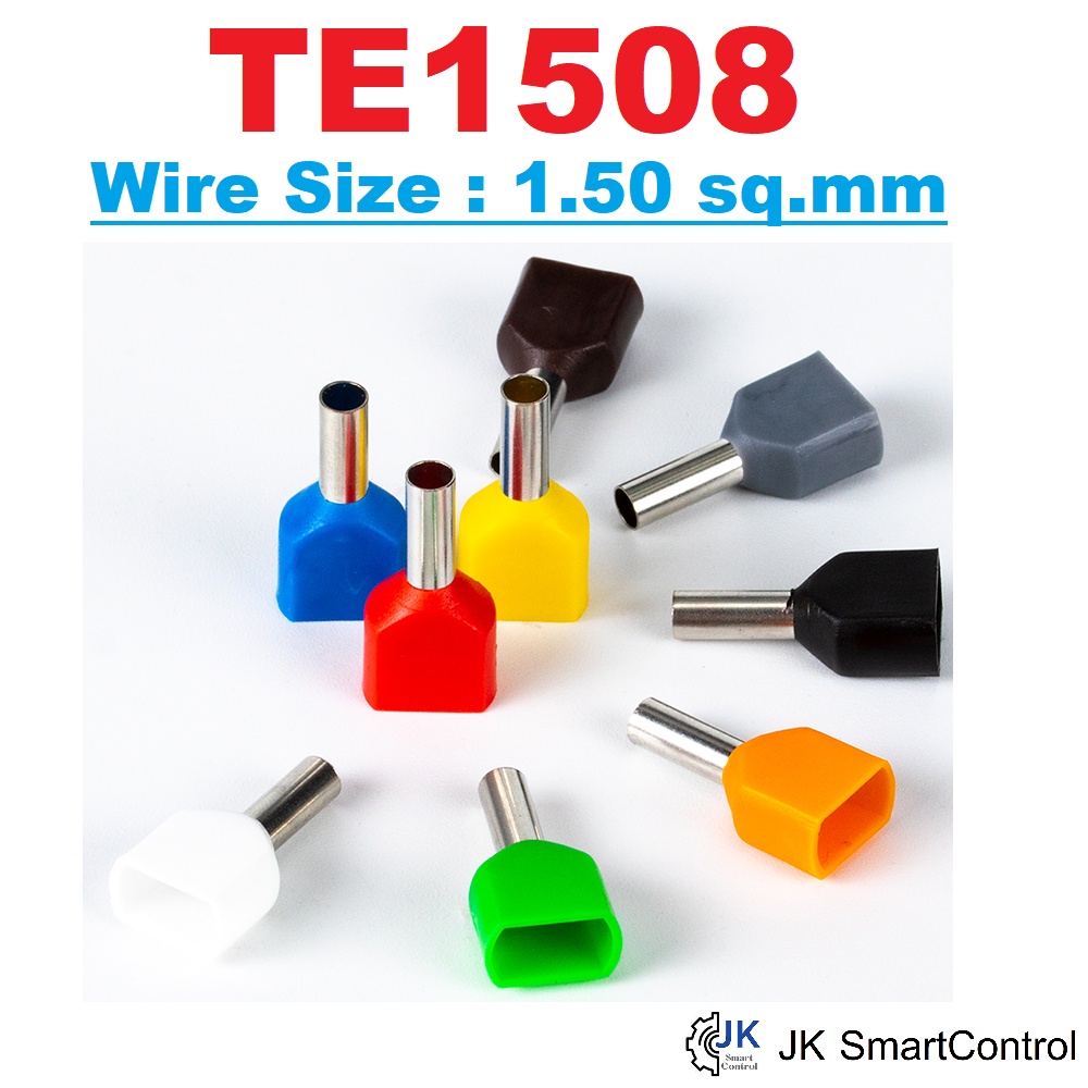 TE1508 หางปลาเข็มคู่ คอร์ดเอ็นแบบคู่ ขนาด 1.50 ตร.มม. ทองแดง/ทองเหลือง (Twin CordEnd Size : 1.50sq.m