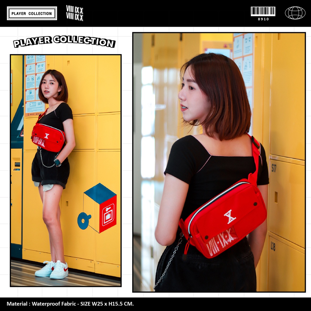 8910 รุ่น PLAYER กระเป๋าคาดอกคาดเอว โลโก้ปัก ลายสกรีน แบรนด์ไทย แฟชั่น ยอดนิยม มี 6 สี