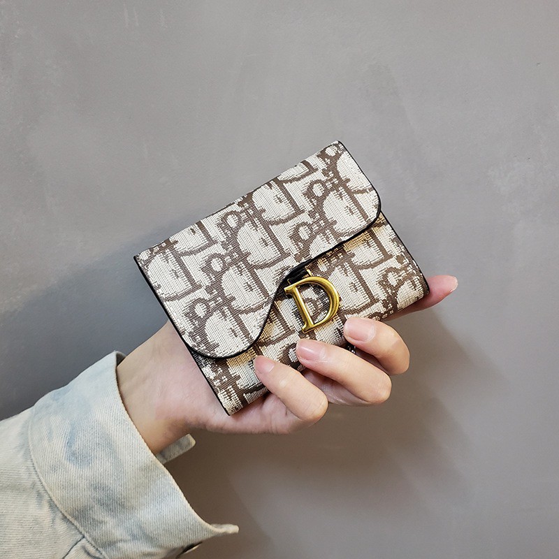 แฟชั่น All-Match Pattern Letter D Buckle Coin Purse Simple Folding Hand Card Holder