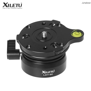 XILETU LDY-60 CNC Hemisphere Panoramic Tripod Head Adjusting Platform Aluminum Alloy Material Max. Load 10KG/22lbs Offset Bubble Level 1/4 Inch Screw &amp; 3/8 Screw Hole Interface for DSLR Cameras Tripods Monopods Black