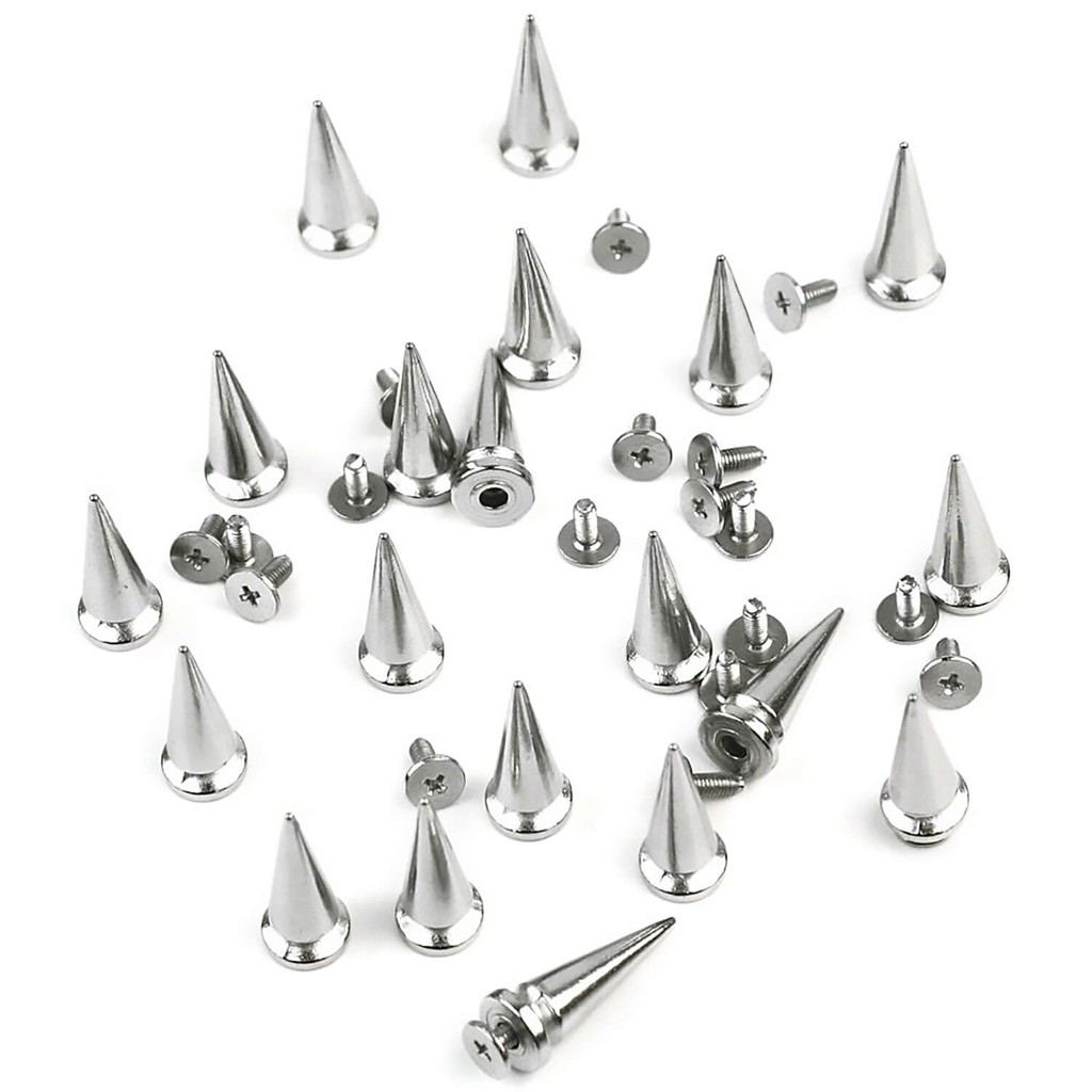10 pieces หมุดกรวยพร้อมสกรู สีเงิน DIY 10x26 มม.x7 มม. รูปที่ 3