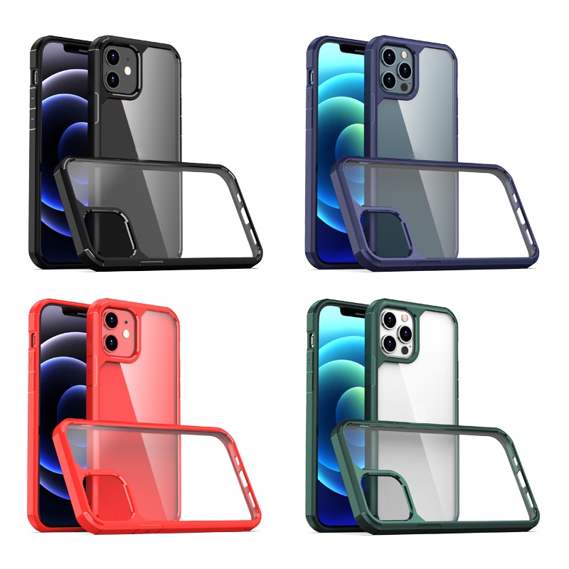 C2/1 เคสโทรศัพท์กันกระแทก ขอบสีหลังใส