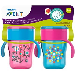 Philips Avent My Natural แก้วน้ําดื่ม ขนาด 7 ออนซ์ 2pk สีชมพู สีฟ้า SCF782 56