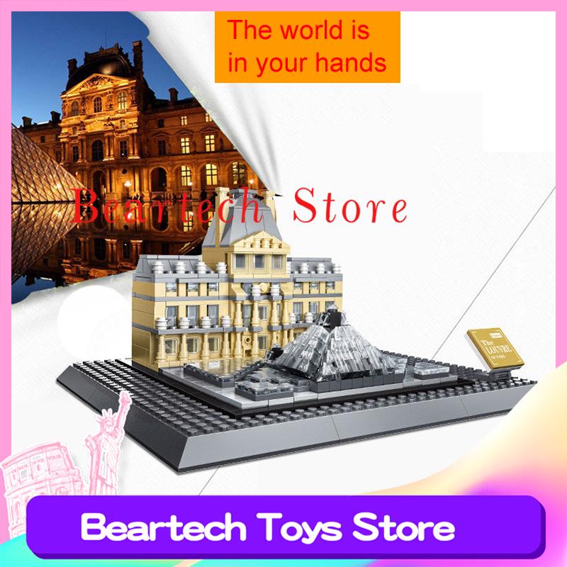 building blocks bricks Wange 7017 4213 Architecture Louvre of Paris Building Blocks ของเล่นสำหรับเด็ก