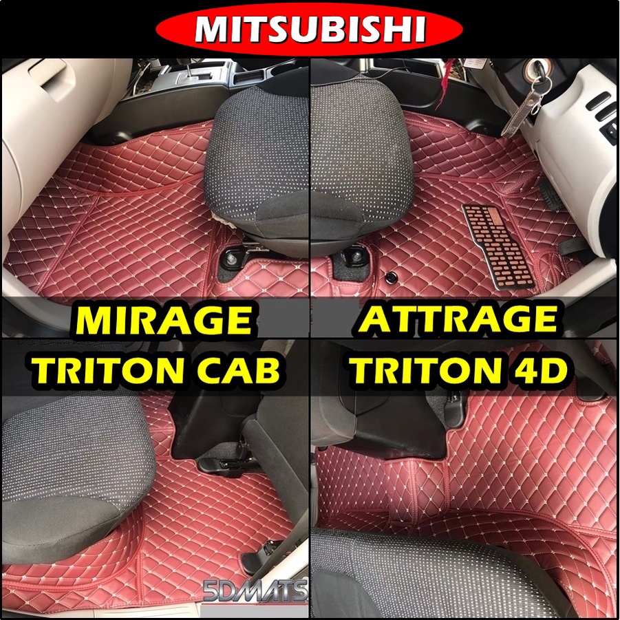 MITSUBISHI MIRAGE / ATTRAGE / TRITON CAB / TRITON 4D พรมปูพื้นรถยนต์6D เข้ารูป เต็มคัน