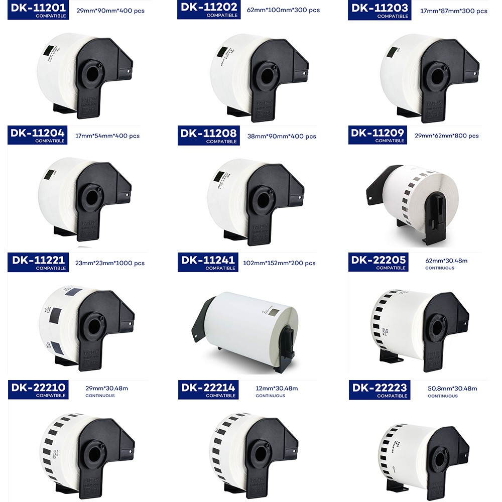ม้วนกระดาษความร้อน สําหรับเครื่องพิมพ์ฉลาก Brother DK-22205 DK-11201 DK-11208 DK-11204 DK-22223 DK-2