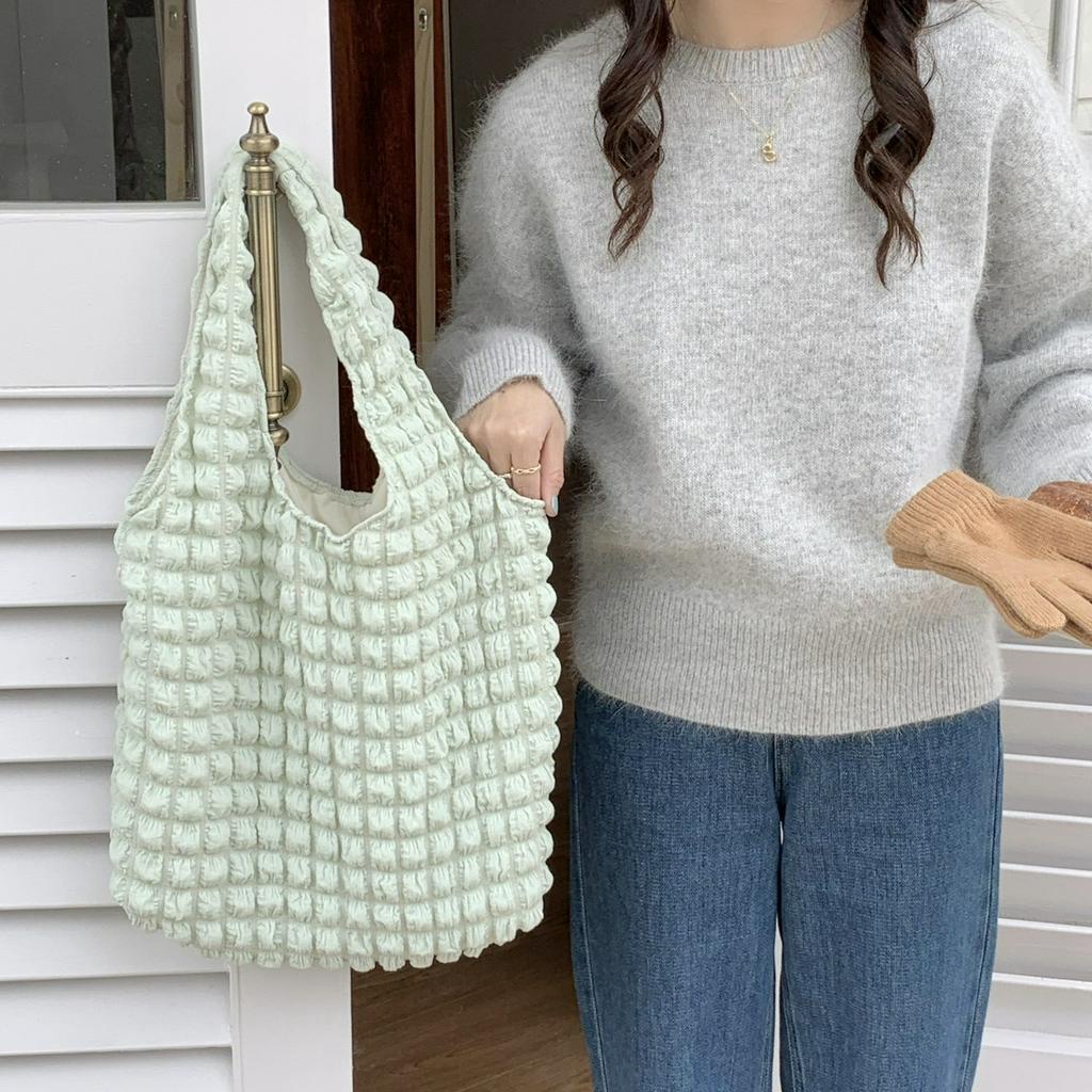 ifashionbag(IF1814) กระเป๋าผ้าย่น ทรงนิ่ม ผ้ายับ สุดน่ารักแนวเกาหลี