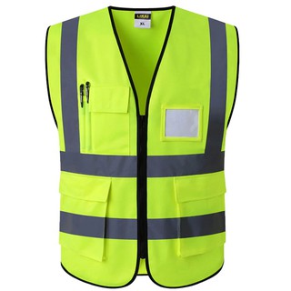 เสื้อกั๊กสะท้อนแสง เสื้อจราจร เสื้อกั๊กจราจร เสื้อกั๊กทำงาน เสื้อสะท้อนแสงรุ่นเต็มตัวการมองเห็นสูง Reflective Vest   JDS