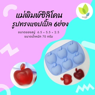 แม่พิมพ์สบู่ แม่พิมพ์ขนม แม่พิมพ์ซิลิโคน รูปทรงแอปเปิ้ล 6 ช่อง 70 กรัม (คละสี) (PM-M70-012)