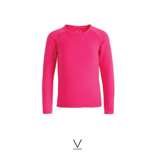 V ACTIVEWEAR KIDS COLLECTION  PINK RASH GUARD SS2022 ชุดว่ายน้ำเด็ก แขนยาวสีชมพู  ผ้าหนา กัน UV UPF 50+