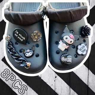 【💋Ooyoudo】กระดุม kuromi crocs jibz 8 ชิ้น อุปกรณ์เสริมแฟชั่น DIY#ชุดขาวดํา【แตะผู้หญิง jibbitz อุปกรณ์เสริม】