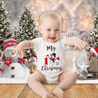 ชุดจั๊มสูท พิมพ์ลายสโนว์แมน My First Christmas สําหรับเด็กทารก