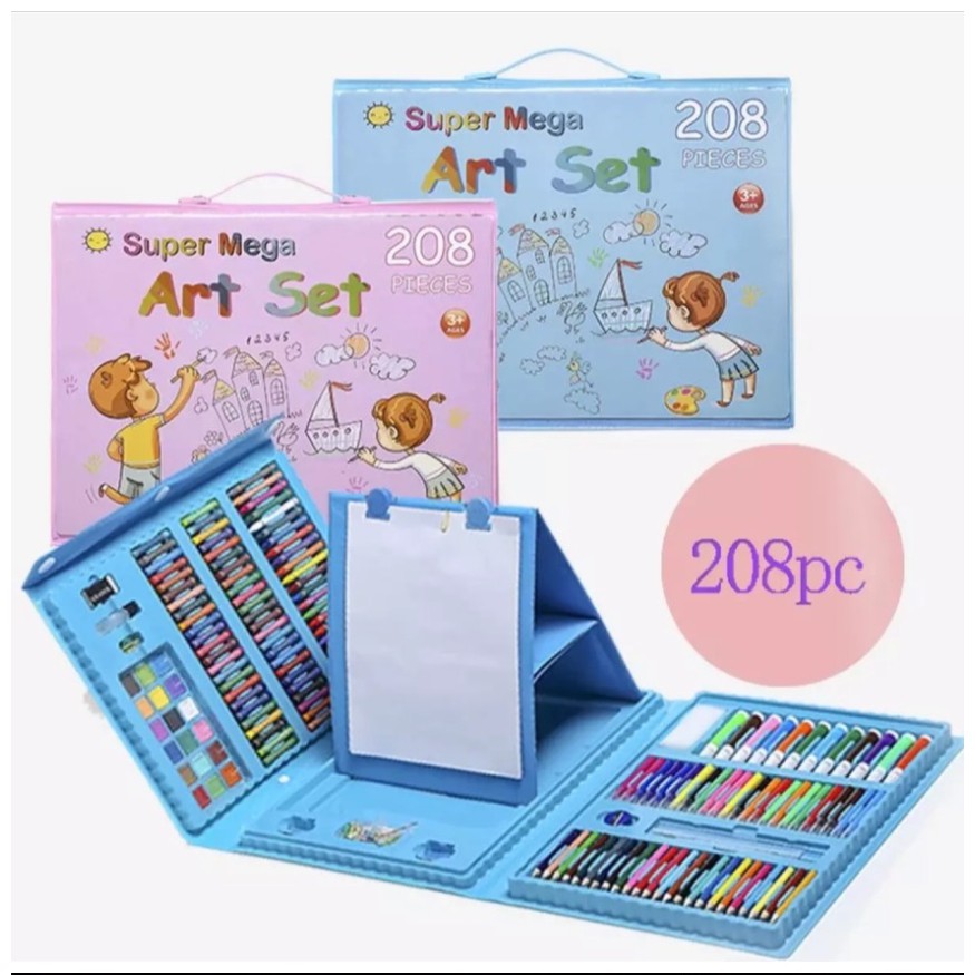 สีเทียน พาเลทชุดระบายสี ชุดระบายสี 208 ชิ้น อุปกรณ์ระบายสี วาดภาพระบายส อุปกรณ์ระบายสี