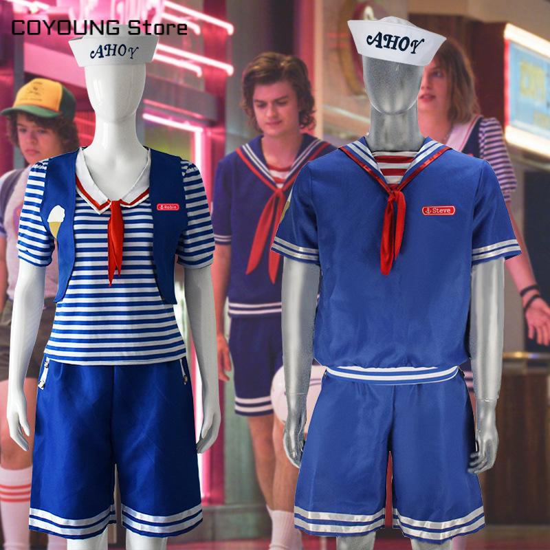 ชุดคอสเพลย์ ชุดเครื่องแบบกะลาสี Stranger Things Season 4 Robin Steve Harrington Scoops Ahoy สําหรับผู้ชาย และผู้หญิง 2022