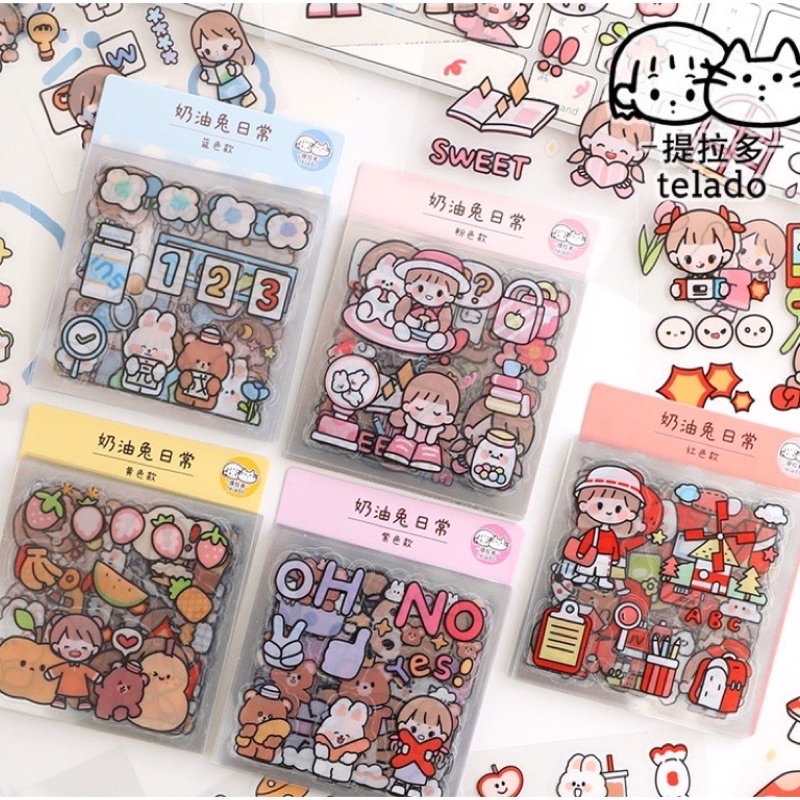 สติกเกอร์ PVC ใส กันน้ำ เลือกโทนสีได้ สติ๊กเกอร์ติดขวดน้ำ ติดโน๊ตบุ๊ค ติดไอแพด ติดเคส ตกแต่งไดอารี่