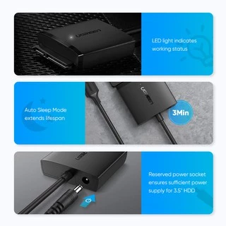 UGREEN อะแดปเตอร์ แปลง USB 3.0 เป็น SATA สีดำ 1 ชิ้น