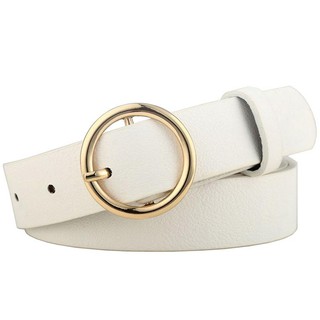 MiStyles  เข็มขัด เข็มขัดผู้หญิง Woman Belt Circle Design Ceinture No. 2541 - White