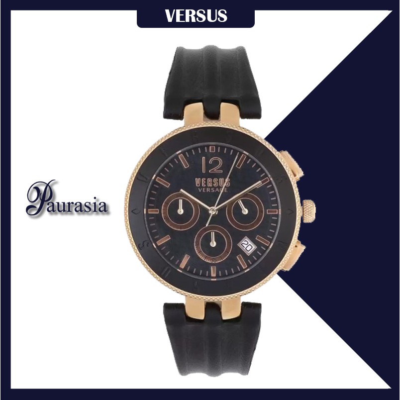 [ของแท้] Versus by Versace นาฬิกาข้อมือ ผู้ชาย รุ่น VERSUS VSP762-318 LOGO GENT D/BLACK S/BLACK STRA