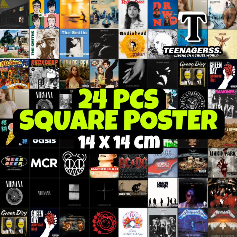 24 ชิ้น Square Poster Band/Album Mix