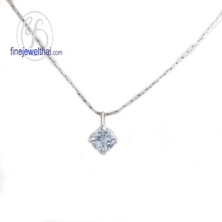 Finejewelthai-จี้อะความารีน-อะความารีน-จี้พลอย-พลอยประจำเดือนเกิด-Aquamarine-Silver-Pendant-Birthstone-P1055aq00e