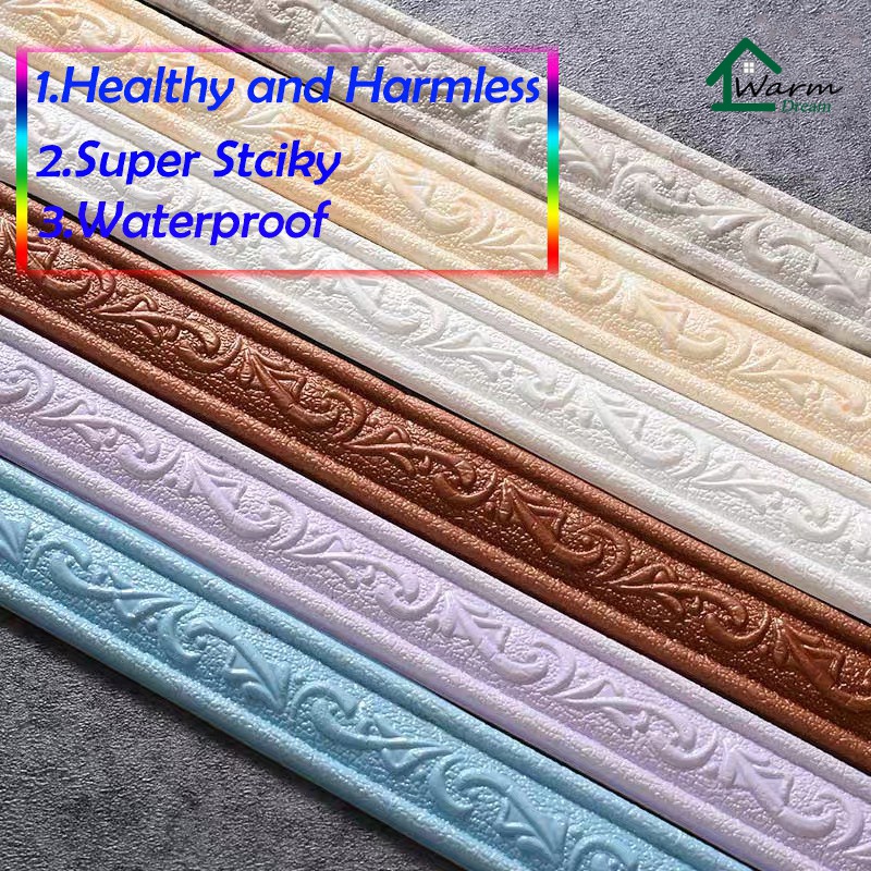2.3m ขอบบัว 3D wallpaper พร้อมส่ง คิ้วบัว วอลเปเปอร์ สติกเกอร์ขอบบัว 3D วอล์เปเปอร์สามมิติ ติดห้องเด็ก