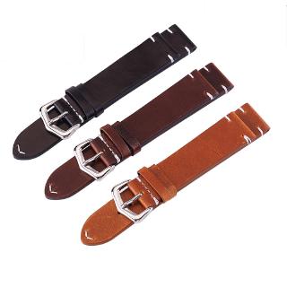 18/20/21/22/24 mm Size Genuine Leather Retro Oil Wax Watchband Business Wristwatch Strap Accessories